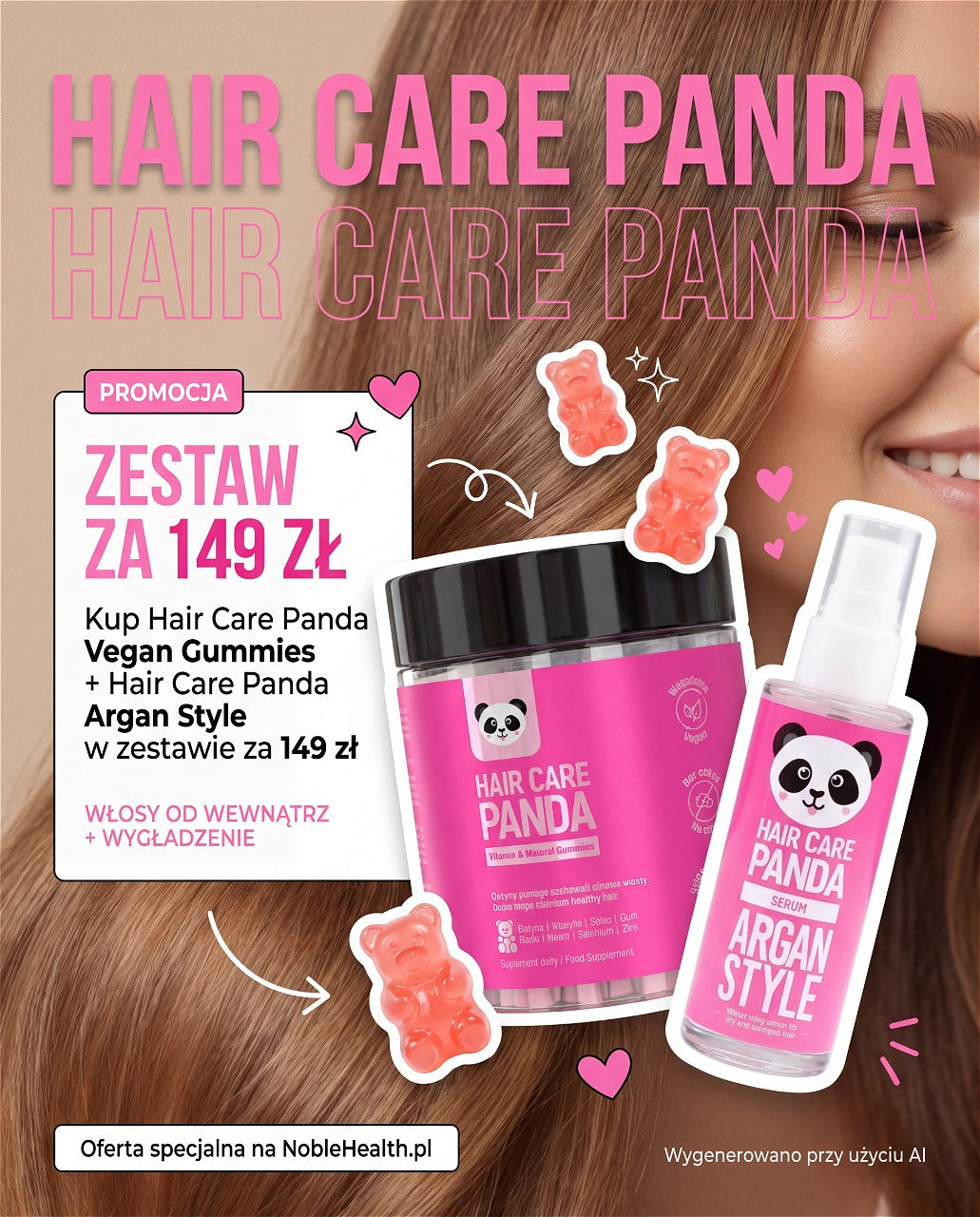 Panda Hair Duo - zestaw żelków i serum do włosów