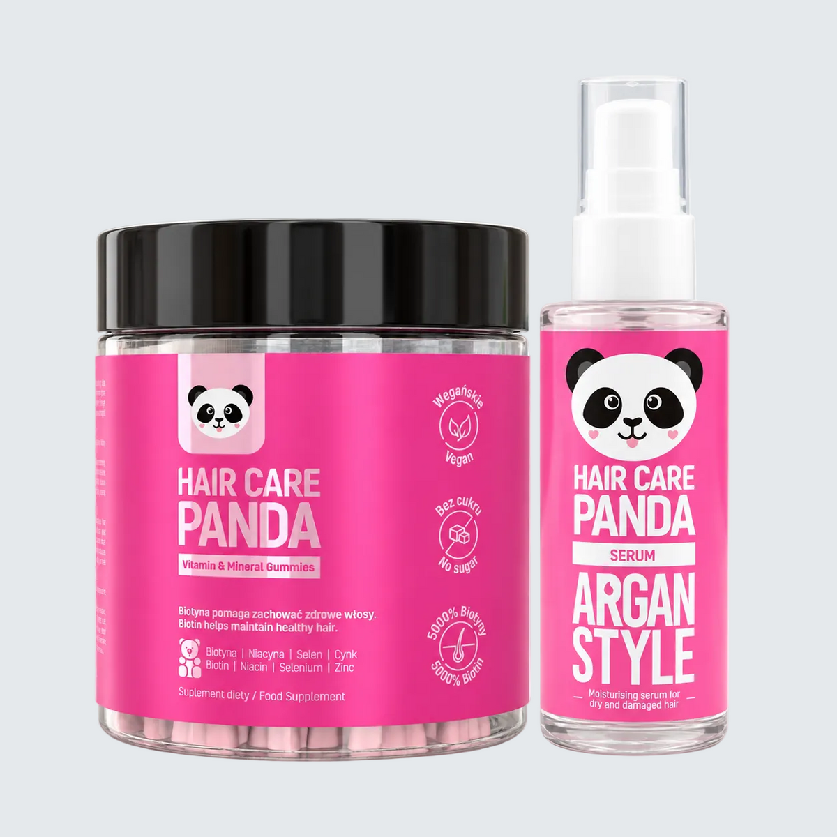 Panda Hair Duo - zestaw żelków i serum do włosów